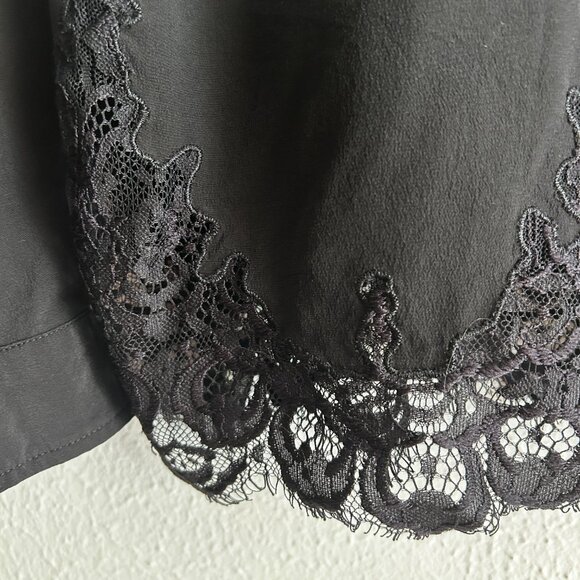 ELIE TAHARI Woman's Lace Inset Shirt 100% Silk in NOIR SZ - Picture 6 of 8